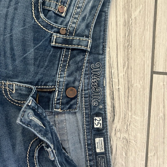 Miss Me Blue Skinny Jeans with Signature Style - Picture 3 of 5